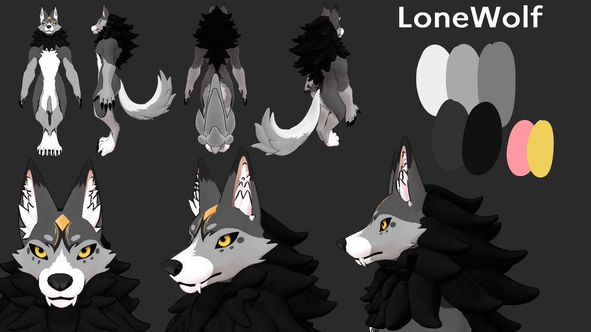JusteLoneWolf's tweet photo. Voila ma petite RefSheet de mon Fursona #furry #Vtuber

   (Sa seras mieux qu'un buste) https://t.co/yEFfrtzjE3