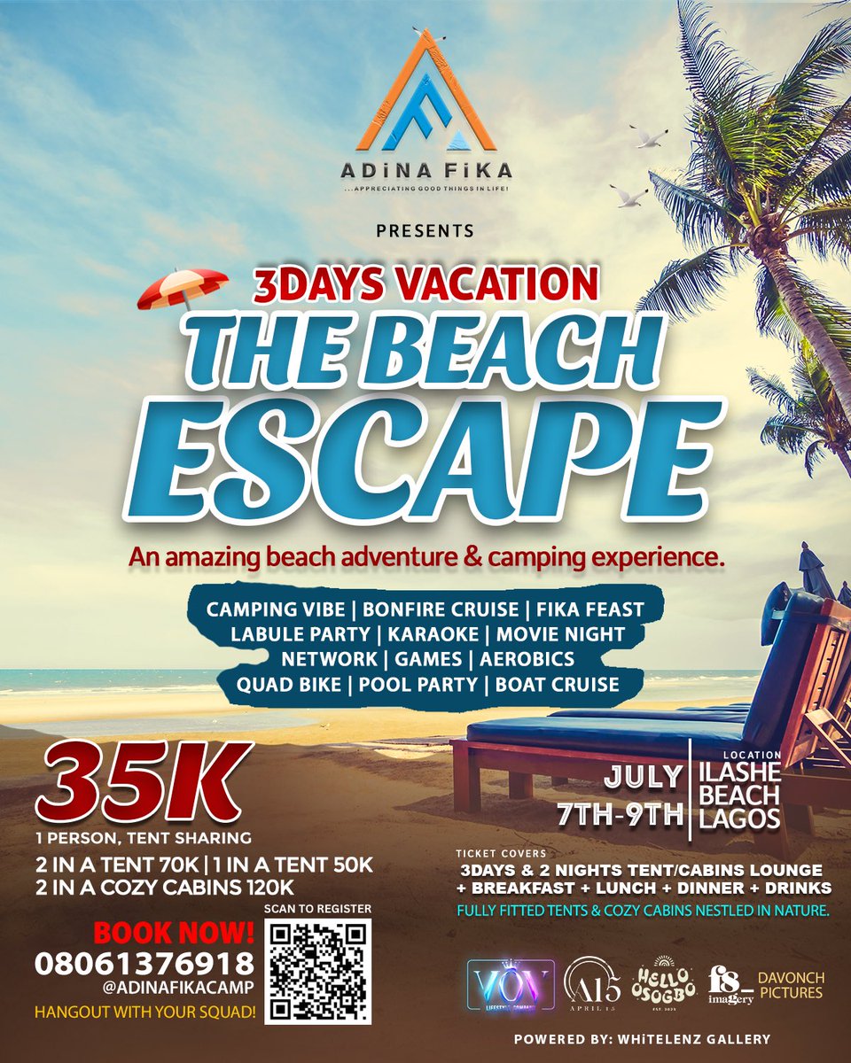 If camping had one defining scent, it'd definitely be the smell of barbecue
So there will be plenty barbecue to go round come <a href="/AdinaFika/">ADINA FiKA</a> beach camping.
You can start paying small small because there are limited slots.