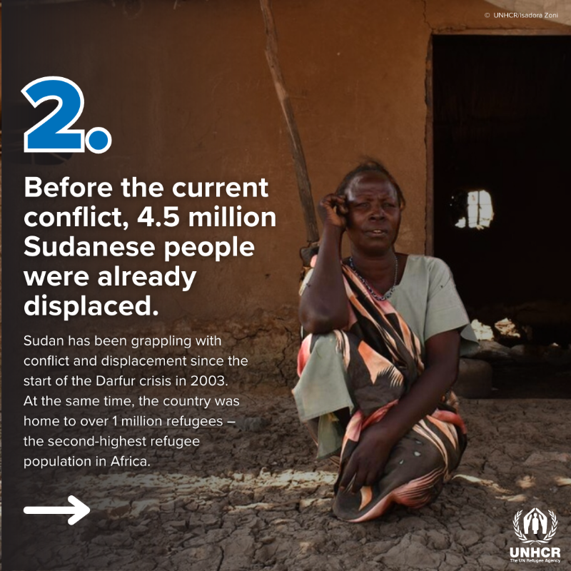 UNHCR_NE's tweet photo. The fighting in Sudan is having a devastating humanitarian impact both within the country and across the wider region. Here are 5 things you should know: