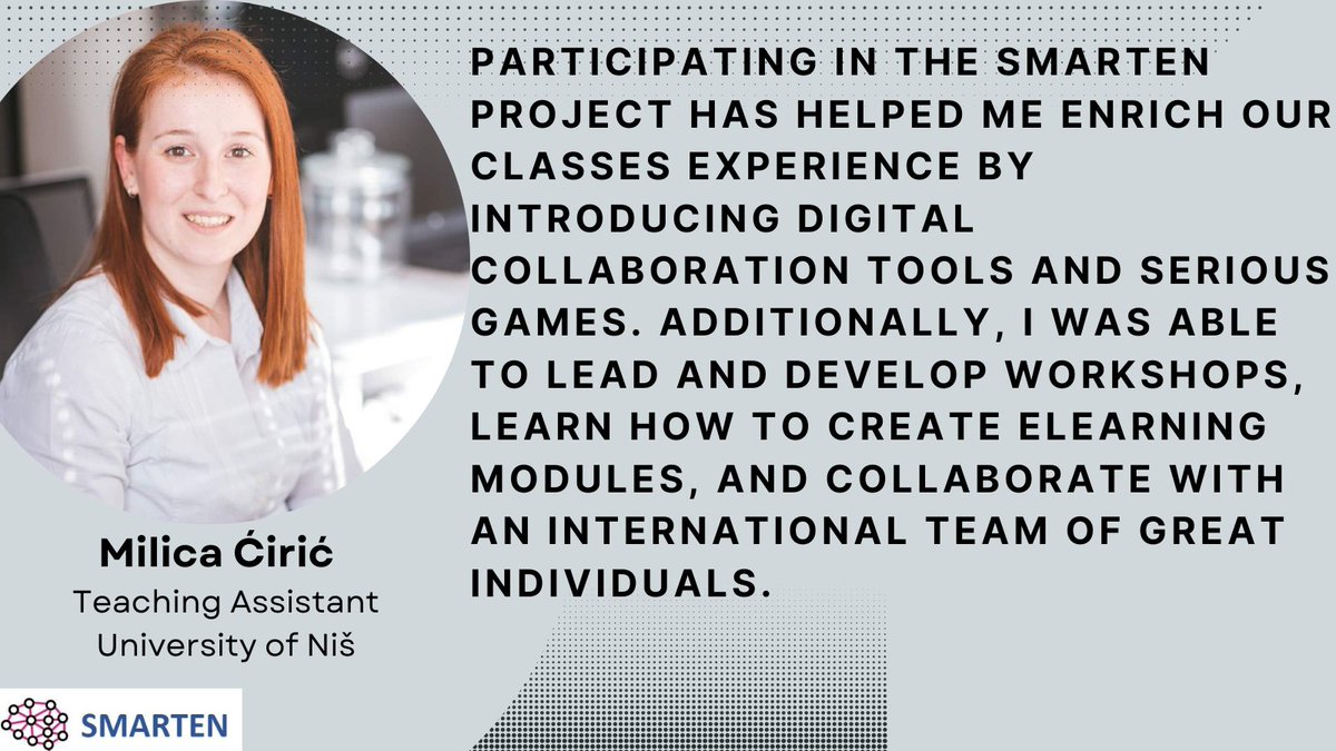 As SMARTEN draws to a close this June, we're thrilled to present insights from our partners on the benefits of this @EUErasmusPlus project that aims to promote #water #education through #seriousgames and #digital readiness. Read the feedback of Milica Ćirić from Niš University.