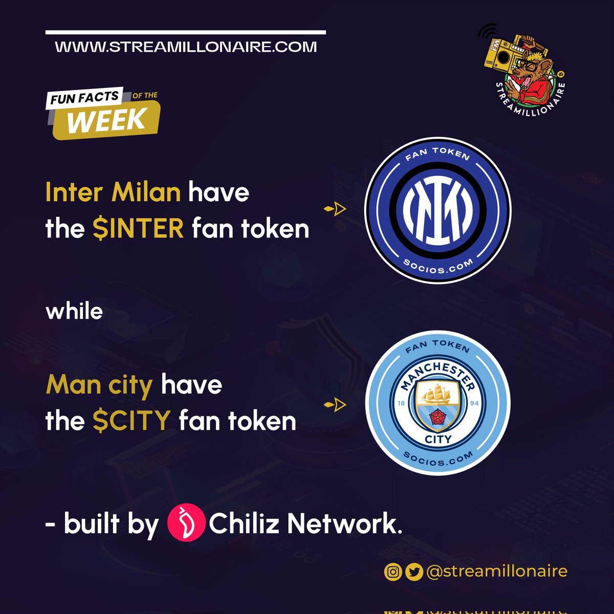 We're excited this history is being made in our time with #intermilan and #mancity 

#streamillonaire #Lagoslabs #championsleague2023 #championsleague #manchestercityfc #mancityfc #intermilanfc #cryptonews  #blockchainnews