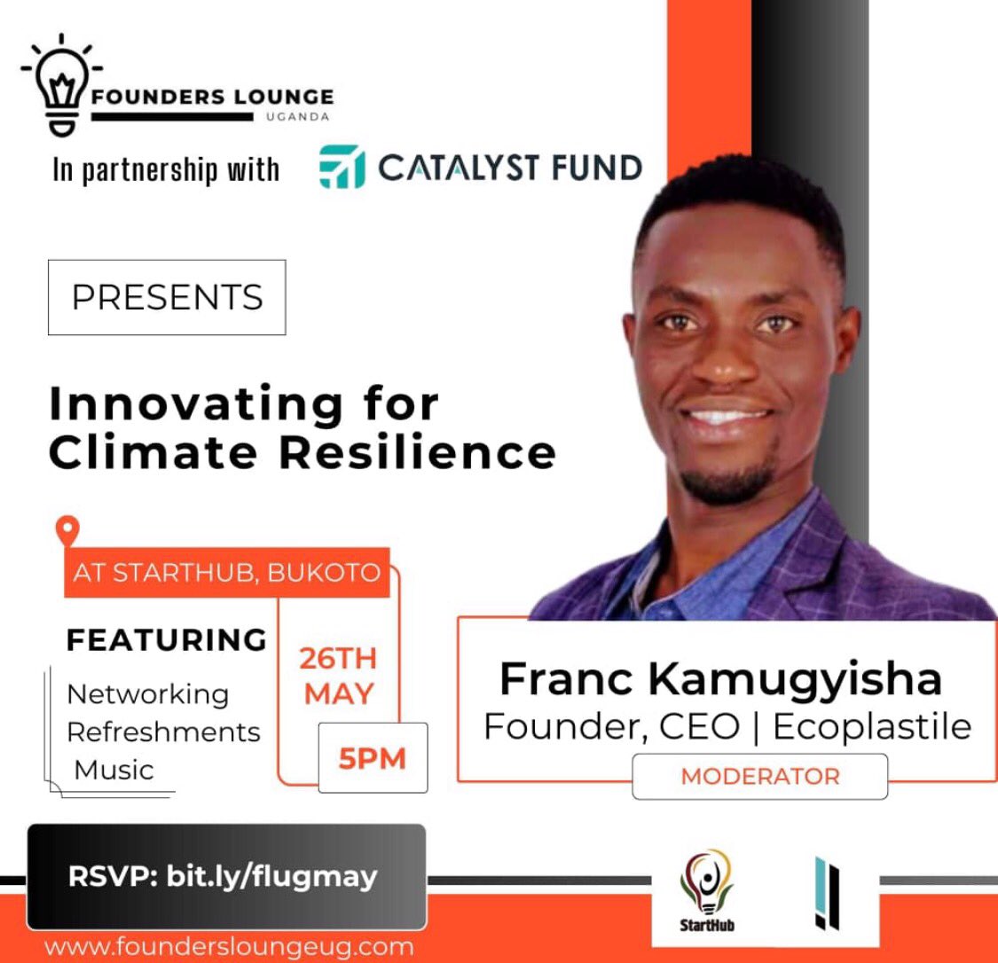 On the same day, @OgwalJos ,CEO of AgroSupply will share insights on Innovating for climate resilience,a session that will be moderated by @FrancKamugyisha ,CEO of Ecoplastile. 

Register here to book your seat bit.ly/flugmay