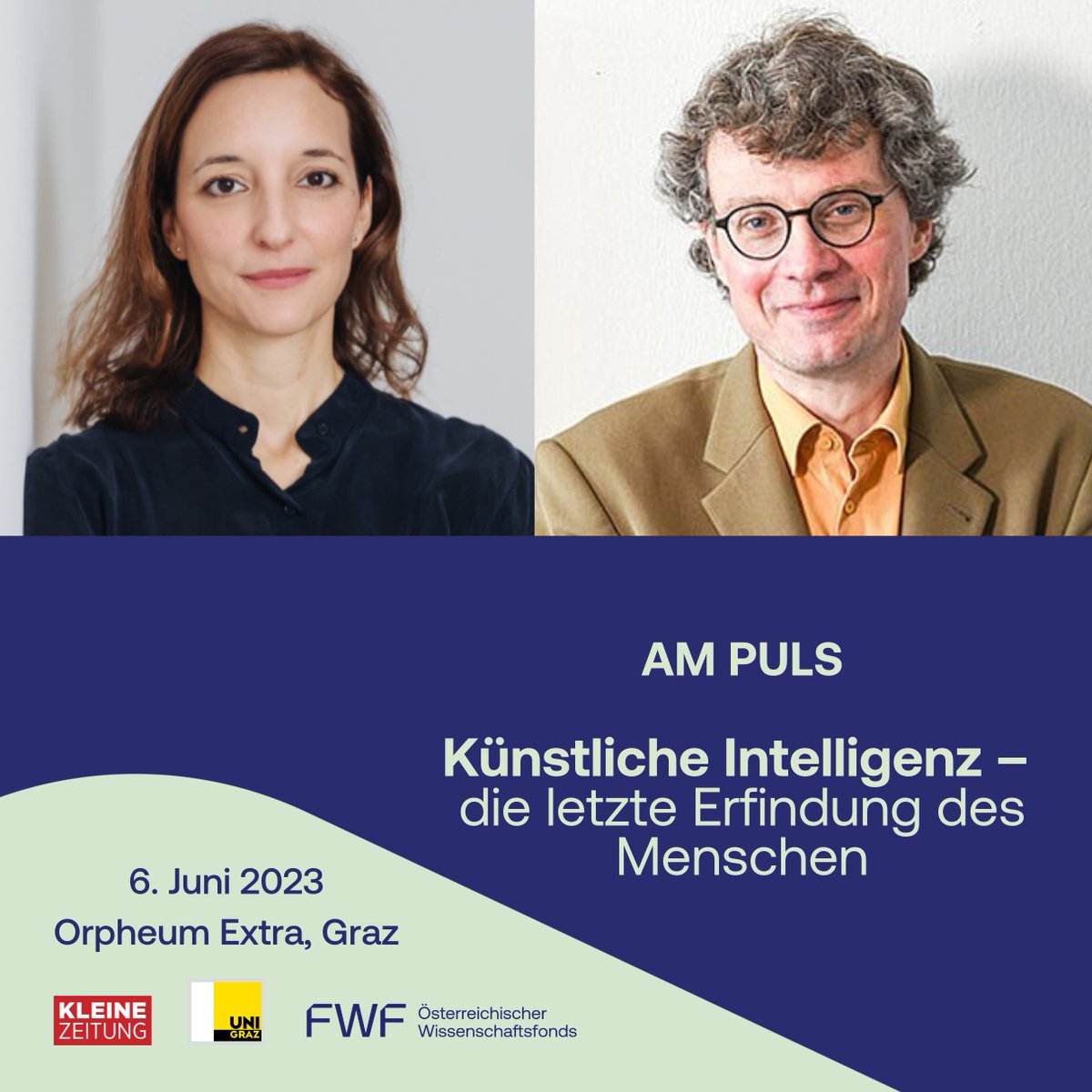 Künstliche Intelligenz – die letzte Erfindung des Menschen: KI-Expertin Ana Simic und <a href="/GVogeler/">Georg Vogeler @gvogeler@hcommons.social</a>, Professor für Digital Humanities, diskutieren darüber beim #AmPulsTalk am 6.6. in Graz, gleich vormerken! 👾 <a href="/FWF_at/">FWF</a> <a href="/kleinezeitung/">Kleine Zeitung</a> <a href="/UniGraz/">Uni Graz/University of Graz</a> #ki #ai

fwf.ac.at/de/news-presse…