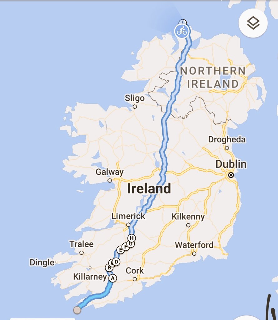 Braz671's tweet photo. We made it 599.65kms (according to Helen) cycling from a wet and dreary Mizen HD to a lovely sunset in Malin over 3 days. Thanks for all your support and kind donations to Cancer Care West. https://t.co/OxeMYJEXJD https://t.co/r8huyNeEob
