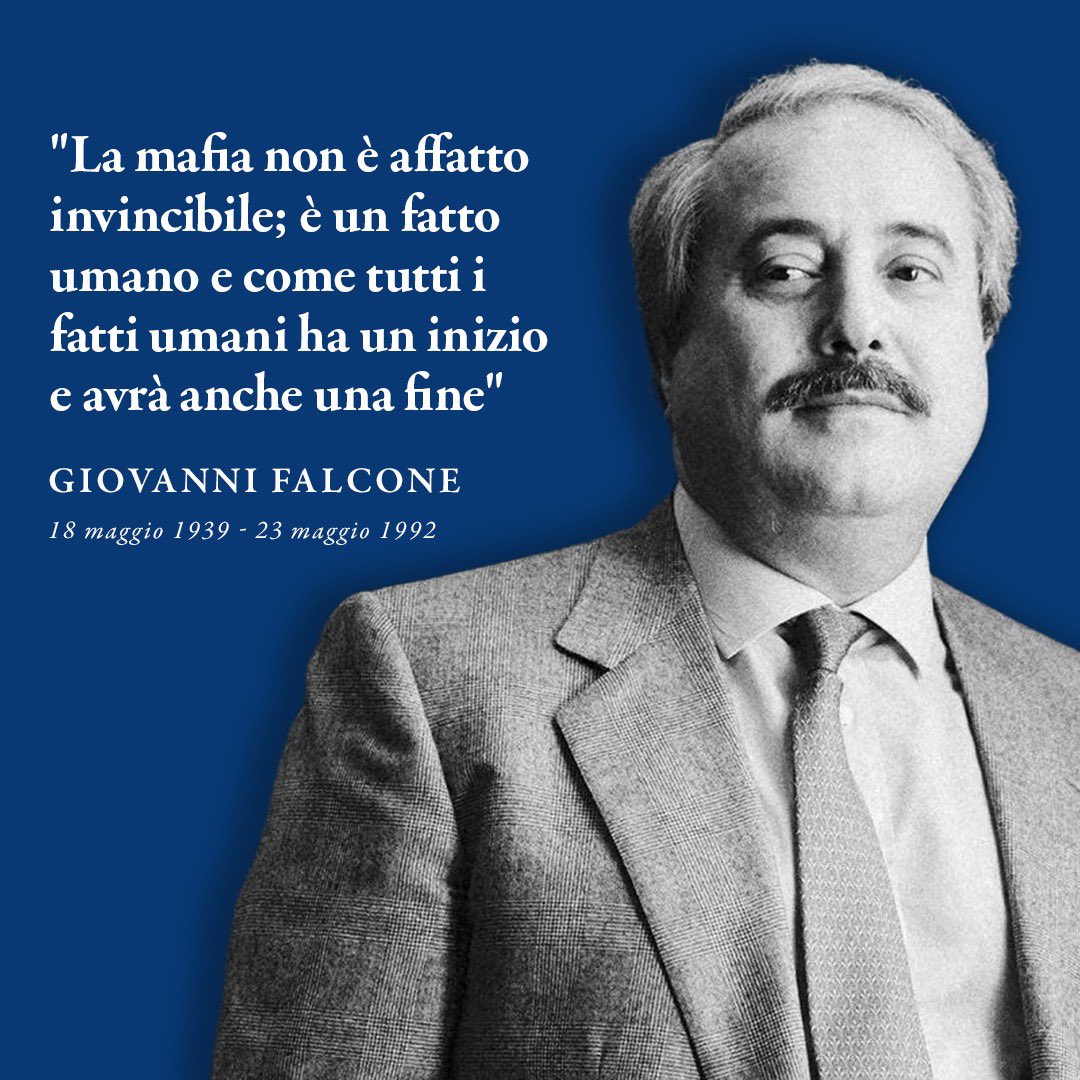 31 anni fa, la #StragediCapaci sconvolse l'Italia. Oggi, ricordiamo le vittime con rispetto e impegno.

#23Maggio #GiovanniFalcone #Falcone #FrancescaMorvillo #VitoSchifani #AntonioMontinaro #RoccoDicillo

@RomanaLiuzzo @libera_annclm @Pio_LaTorre @avvisopubblico @FondFalcone