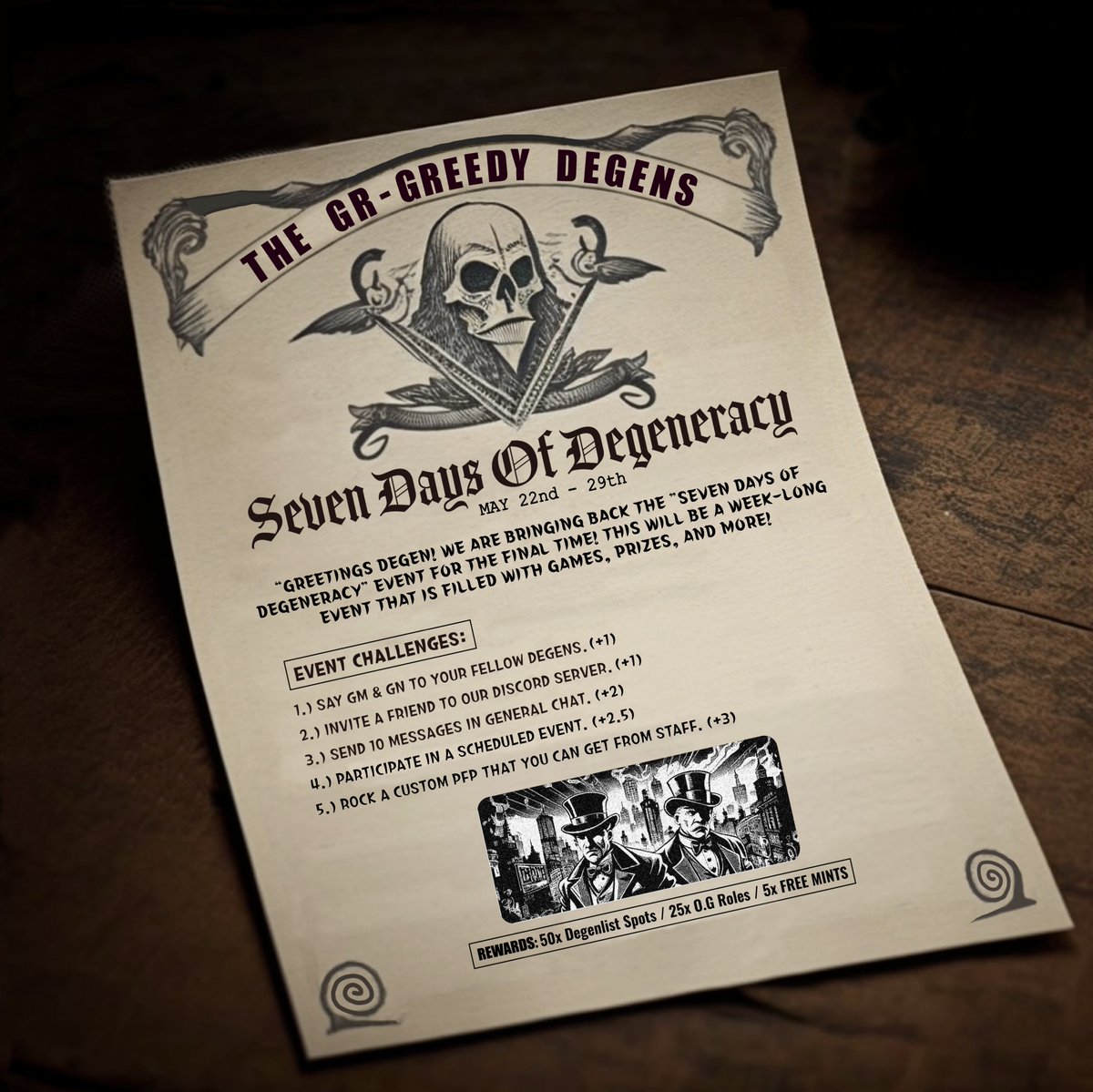 TheGreedyDegens's tweet photo. ◤Greetings Degens◢|

Calling all Degens! The time has come to unleash the Seven Days of Degeneracy one last time! Are you ready to embrace the greed?

▰▰▱▱▱▱▱▱▱▱  [20%] https://t.co/oPyVI4YeI5