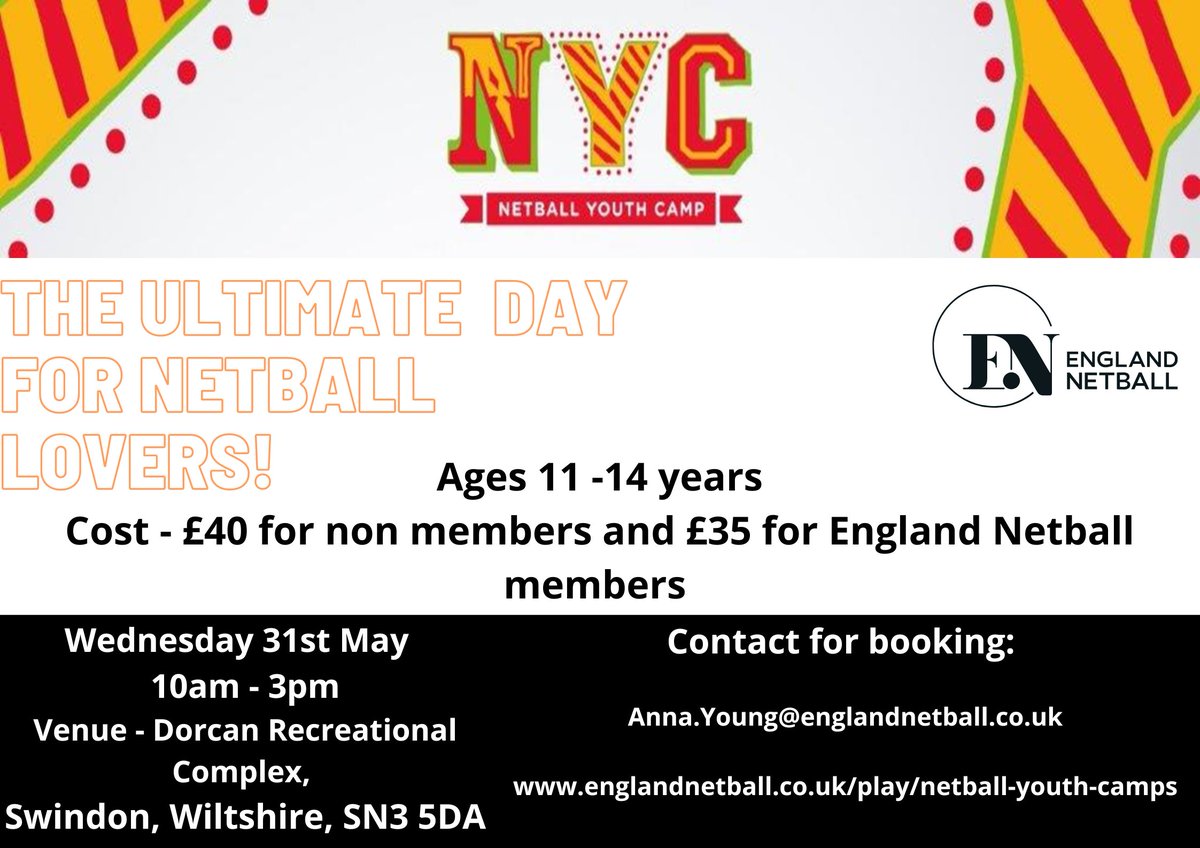 NetballinAvon's tweet image. There's no NYC in Avon this half term but the lovely Anna (@NetballinWilts) is running one not far away in Swindon.