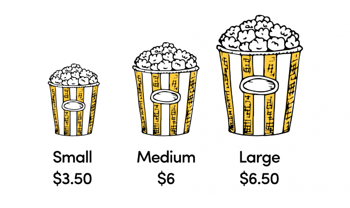 ponythestudio's tweet photo. 🍿🎥 Ever find yourself going for that large popcorn at the movies, even when you swore you'd stick to a small? You're not alone – I've been there too!
🧵-
#DecoyEffect #Business #Sales #psychology https://t.co/7NUG8Dyunk