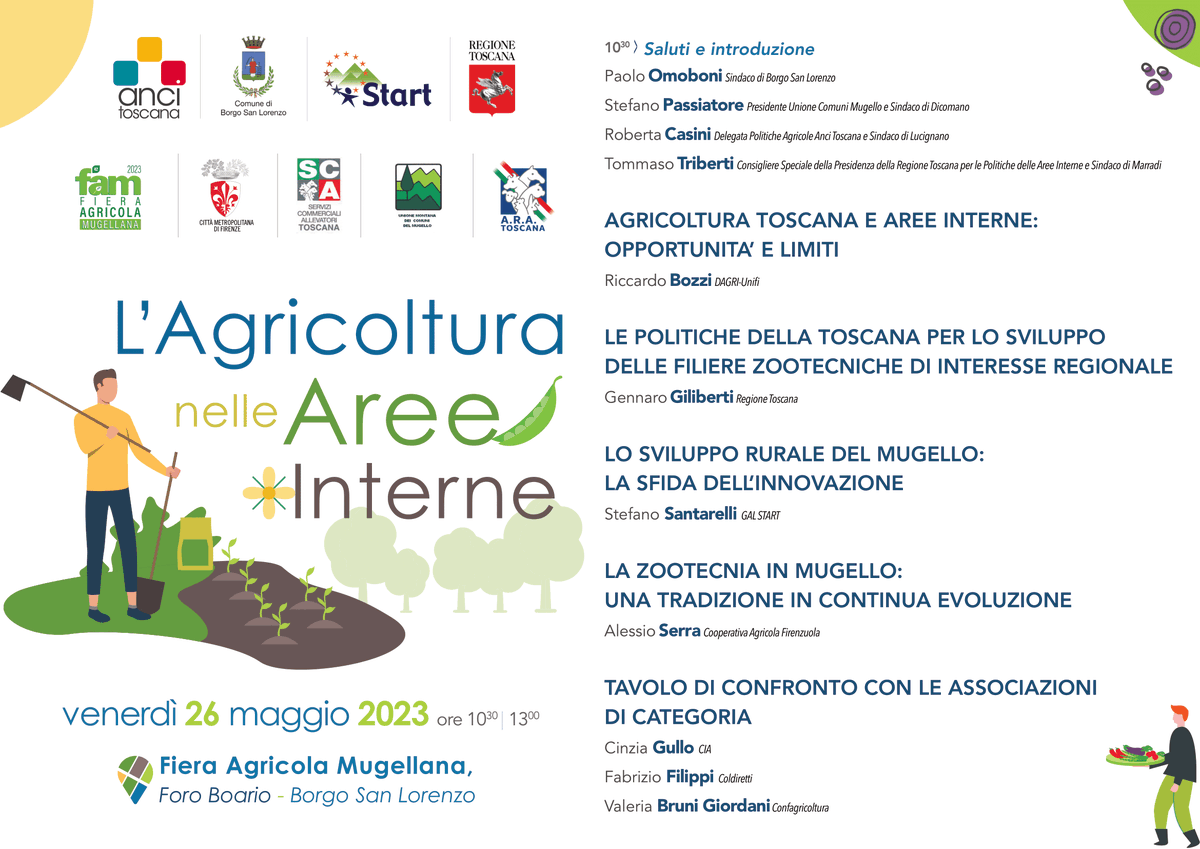 Venerdì 26 maggio dalle 10.30, nel quadro della Fiera Agricola Mugellana di Borgo San Lorenzo, si terrà un dibattito sullo sviluppo dell’#agricoltura nelle #areeinterne

➡️ Programma completo ancitoscana.it/component/k2/4…