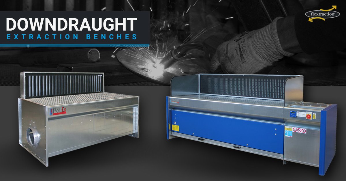 Flextraction's tweet photo. Downdraught benches can be used in a range of #fabrication processes, removing and filtering harmful dust and fume particles downwards away from the operator. For more info and to see our range, click here: https://t.co/baJrfu8cCT

#welding #workshopequipment #manufacturing https://t.co/bPze8TQQeJ