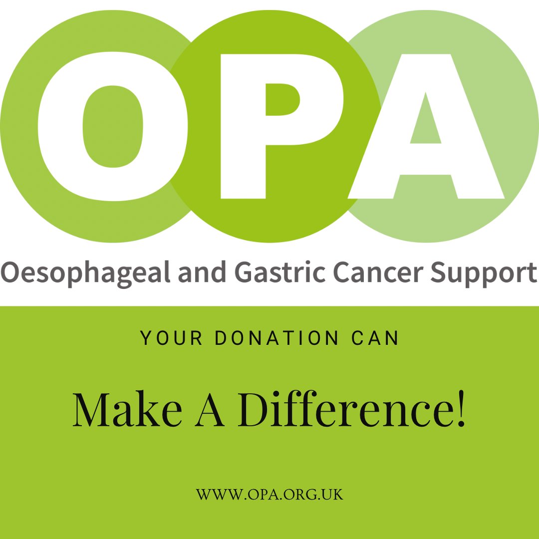 Your donation can make a difference to our small but very important charity 💚

#opa #cancer #charity #OesophagealCancer #GastricCancer #support #help #advice #awareness #AcidReflux #GORD #donate #OesophagealCancerAwareness #GastricCancerAwareness #AcidRefluxAwareness