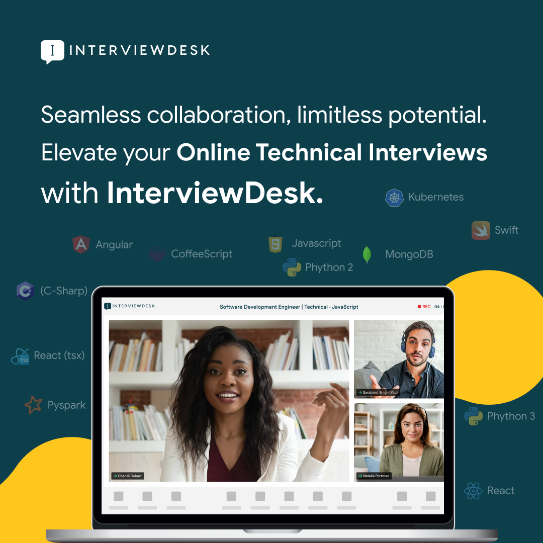 interview_desk's tweet image. Unleash the power of collaboration in online technical interviews! InterviewDesk&apos;s Virtual Interview Platform enables seamless interviews with multiple participants, empowering informed hiring decisions

#VirtualInterviews #InterviewDesk #TechTalent interviewdesk.ai