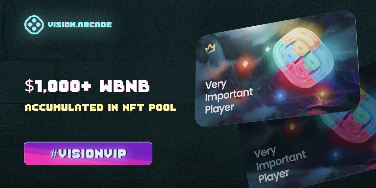visionarcade_'s tweet image. @visiongame_'s #VisionVIP cards will soon be available to claim 🚨 With these NFTs, there are many perks awaiting 😎Now with the $AC, users will also receive #BNB  from a pool that auto-accumulates from the transactional tax. Details to be released 🔜$VISION #Memecoin #GameFi