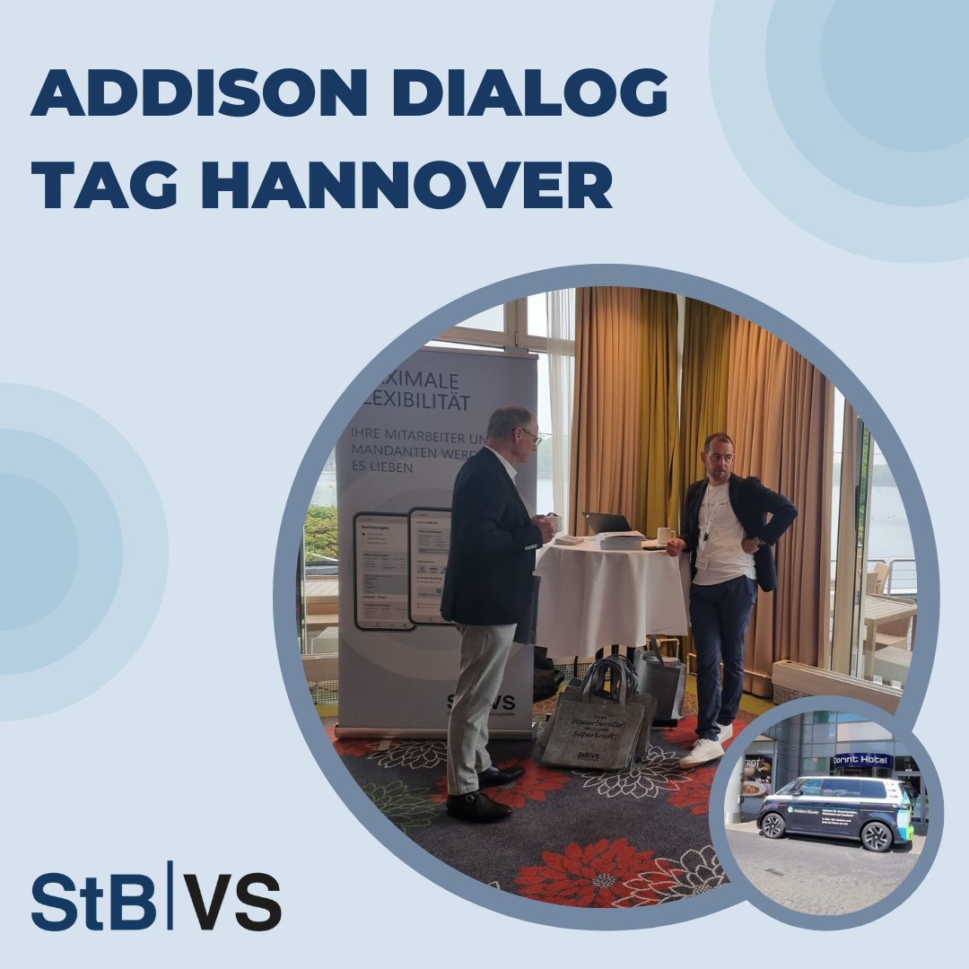 StBVS's tweet photo. Diese Woche findet der ADDISON DIALOG TAG im Courtyard Hannover Maschsee statt!
Besucht uns an unserem Stand oder bei unseren Vorträgen. Wir freuen uns! 🎉 🎉
#addison #addisondialogtage2023 #addisondialogtage #stbvs #steuerberaterverrechnungsstelle #ForwardTogether #spendenbuzz https://t.co/suiMjWuYwU