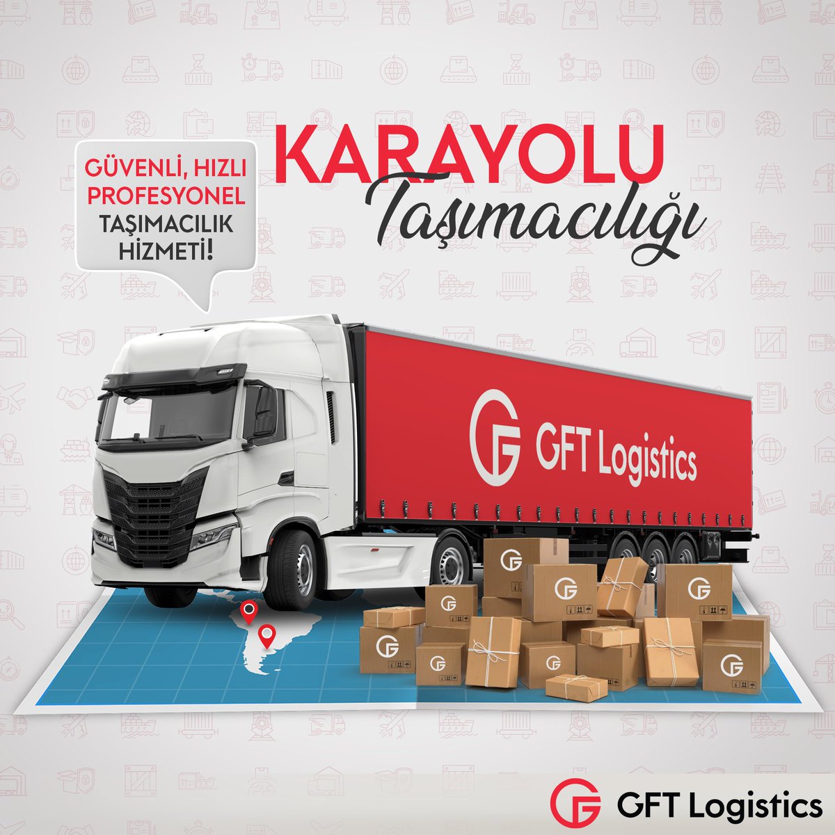 Yolları, dağları, şehirleri aşıyoruz! GFT Logistics olarak global iş ortaklarımız ile komple ve parsiyel taşımacılık hizmeti sunuyoruz. Esnek çözümler sunuyor, takip sistemleri ve müşteri destek ekibiyle her adımda yanınızda yer alıyoruz. #karayolutaşımacılığı