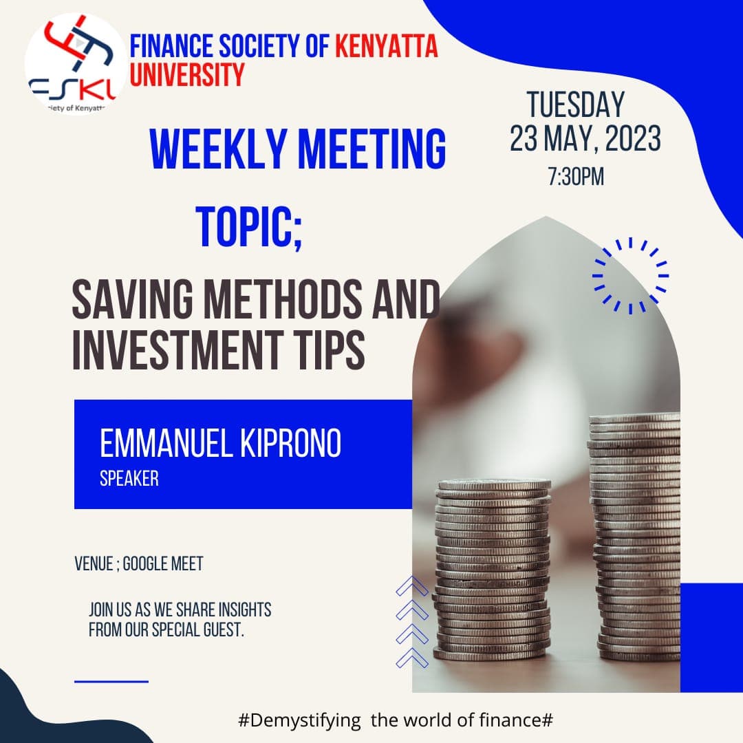 FSKUonline's tweet photo. Hello guys 
Kindly join us today on our weekly discussion as we discuss on *Saving methods and investment ideas*
Guest speaker: Emmanuel Kiprono (Former president of FSKU)
Video call link: https://t.co/kwD2mSYtPY https://t.co/XqYHML9kGg