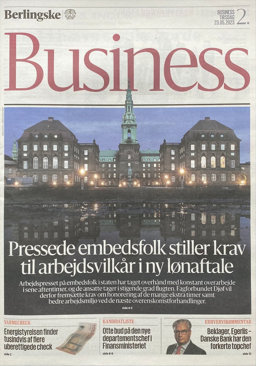 Arbejdspresset i staten har taget overhånd. Vi kommer til at fremlægge en række krav til, hvordan arbejdsvilkårene for embedsfolk kan blive forbedret, når vi starter forhandlinger om ny overenskomst. <a href="/JohanneNormand/">Normand johanne</a> uddyber i <a href="/berlingske/">Berlingske</a>👉 fal.cn/3yski

#dkpol