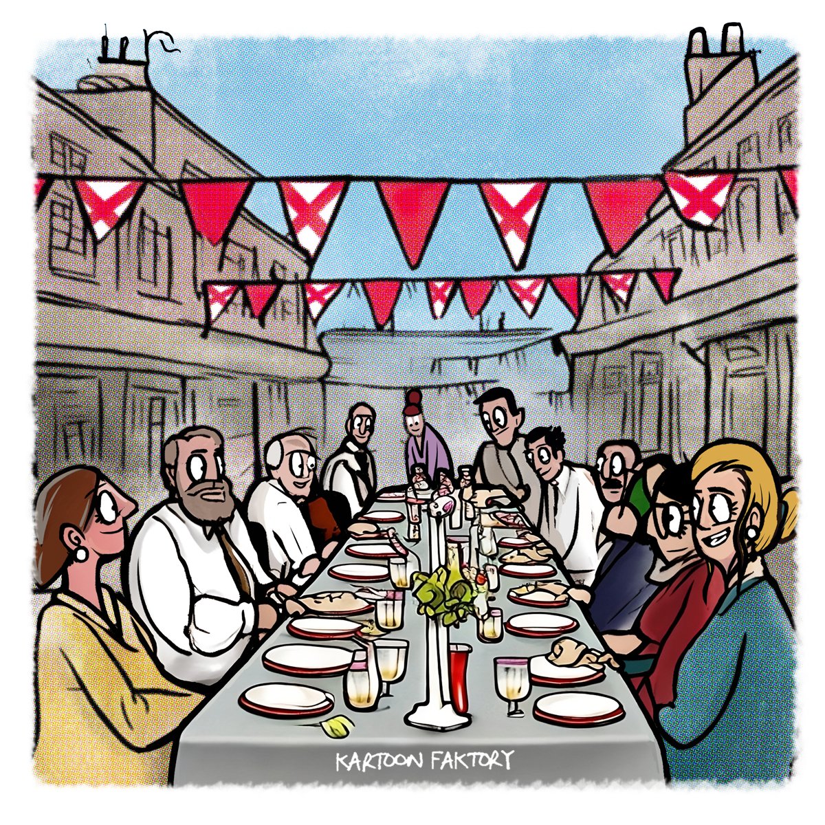 Every June, The Big Lunch brings millions of people together to share friendship, food and fun for the UK’s annual celebration for neighbours and communities....will you be joining in?

#TheBigLunch #Neighbours #Friends #cartoons #KartoonFaktory #GenuineJersey