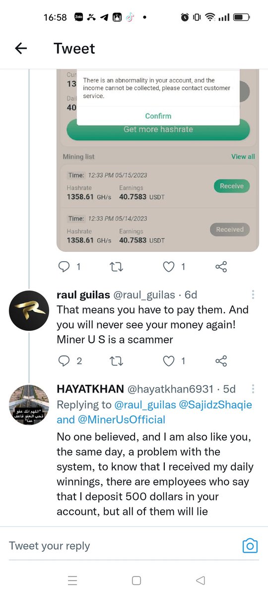 haf33z89's tweet photo. @raul_guilas @HyperVerse6 Hey there can I know what happened to your Miner Us account https://t.co/st5r9iqVp7