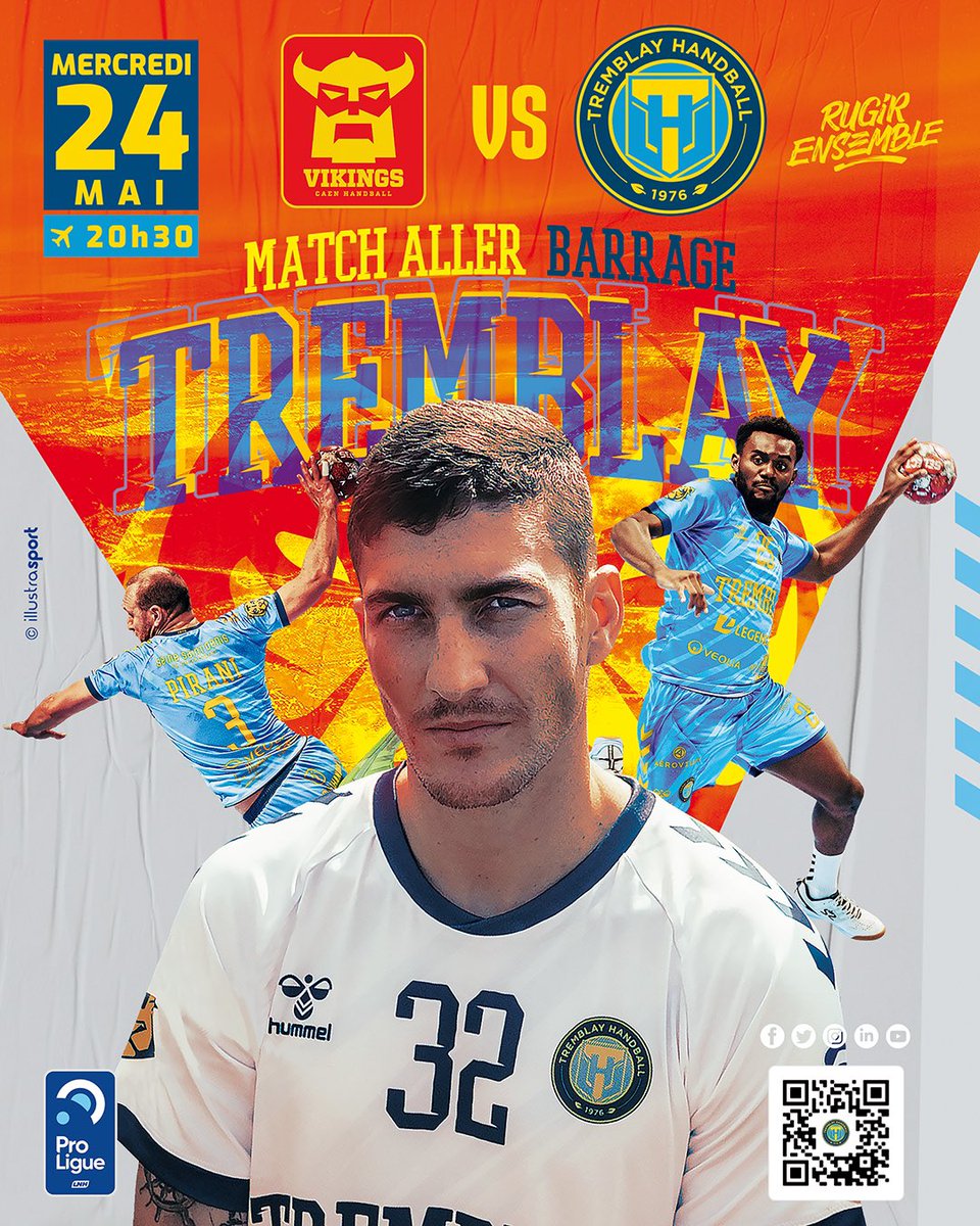 TremblayHB's tweet image. 𝙈𝙖𝙩𝙘𝙝 𝗮𝗹𝗹𝗲𝗿 - 𝙗𝙖𝙧𝙧𝙖𝙜𝙚 🔥

PLAYOFF
🆚 @VikingsCHB 
🏆 ProLigue
📅 Mercredi 24.05.2023
⏰ 20h30
📌 Palais des Sports, Caen
🎥 Pas de diffusion…..

#tremblayhandball 💙💛 #RugirEnsemble 🐯#TerredeHandball #bleuetjaune💙💛