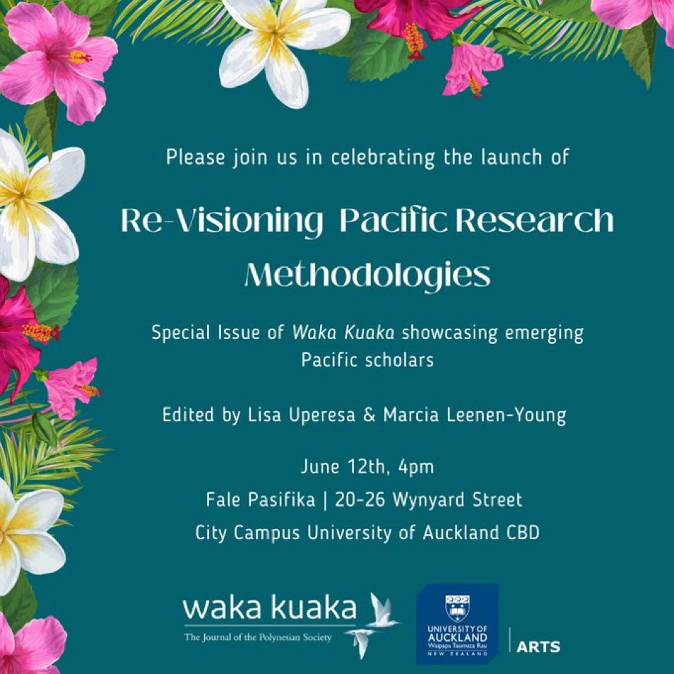 Come celebrate!! So excited for our amazing authors in this special issue of <a href="/waka_kuaka/">Waka Kuaka - The Journal of the Polynesian Society</a>! 🤩🥳 featuring @samprendergast_ @MarstersCaleb <a href="/IeremiaWanda/">Wanda Ieremia-Allan</a> <a href="/itecammock/">RadilaiteCammock</a> + Malcolm Andrews, Emma Ngakuravaru Powell, Nanise Young Okatai, Joseph Bruce Tutonga Houghton, Ruth (Lute) Faleolo…