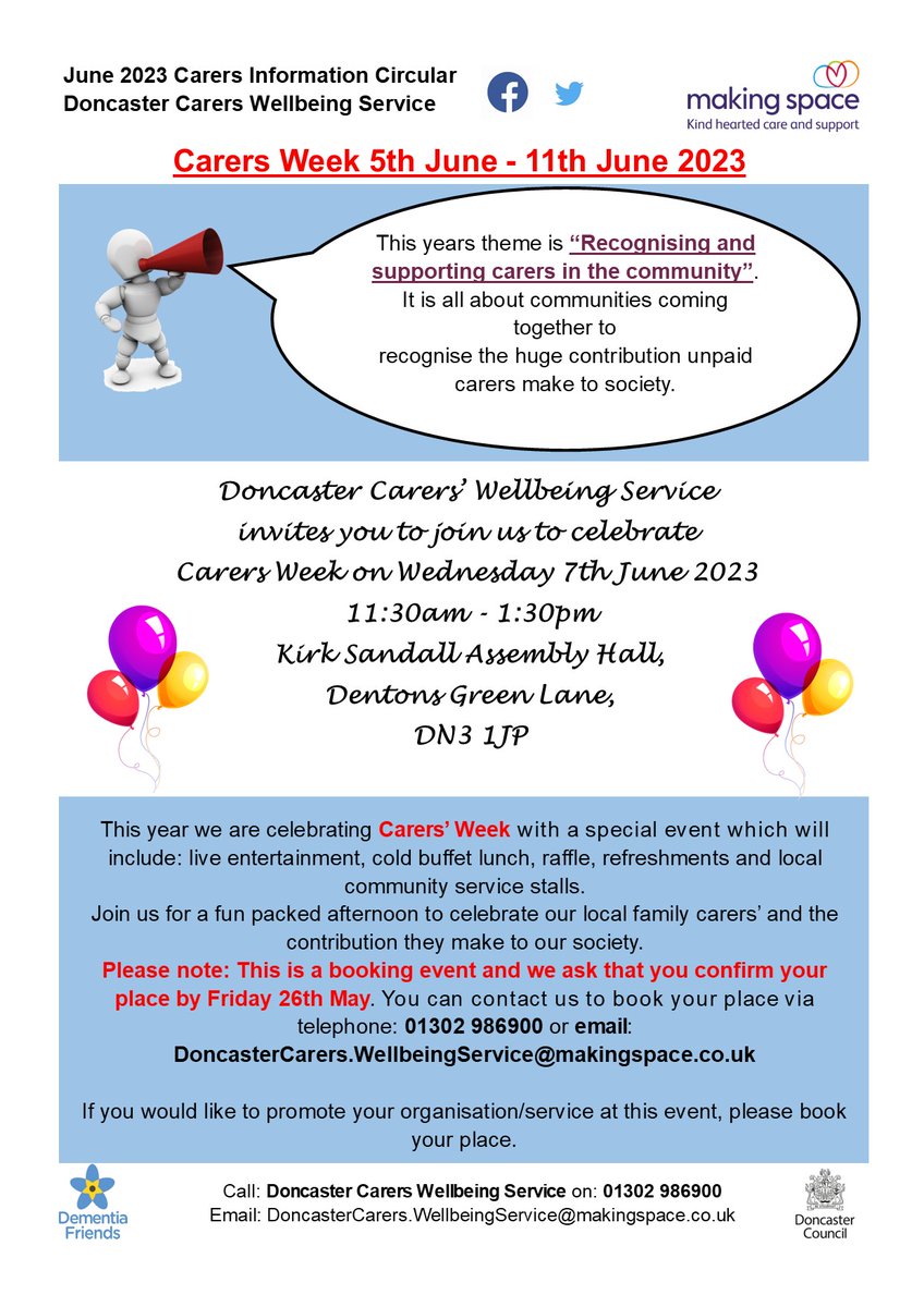 Doncaster Carers Wellbeing Service (@carersdoncaster) on Twitter photo 