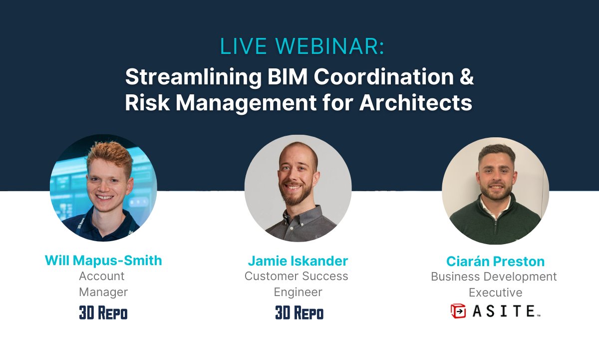 Last call! ⏰ Join our webinar at 11am today to discover how 3D Repo and Asite can help streamline BIM coordination and risk management in the architectural space. 

Can't make it live? Be sure to still register to watch it free on demand. Register here: bit.ly/3AhxZvA