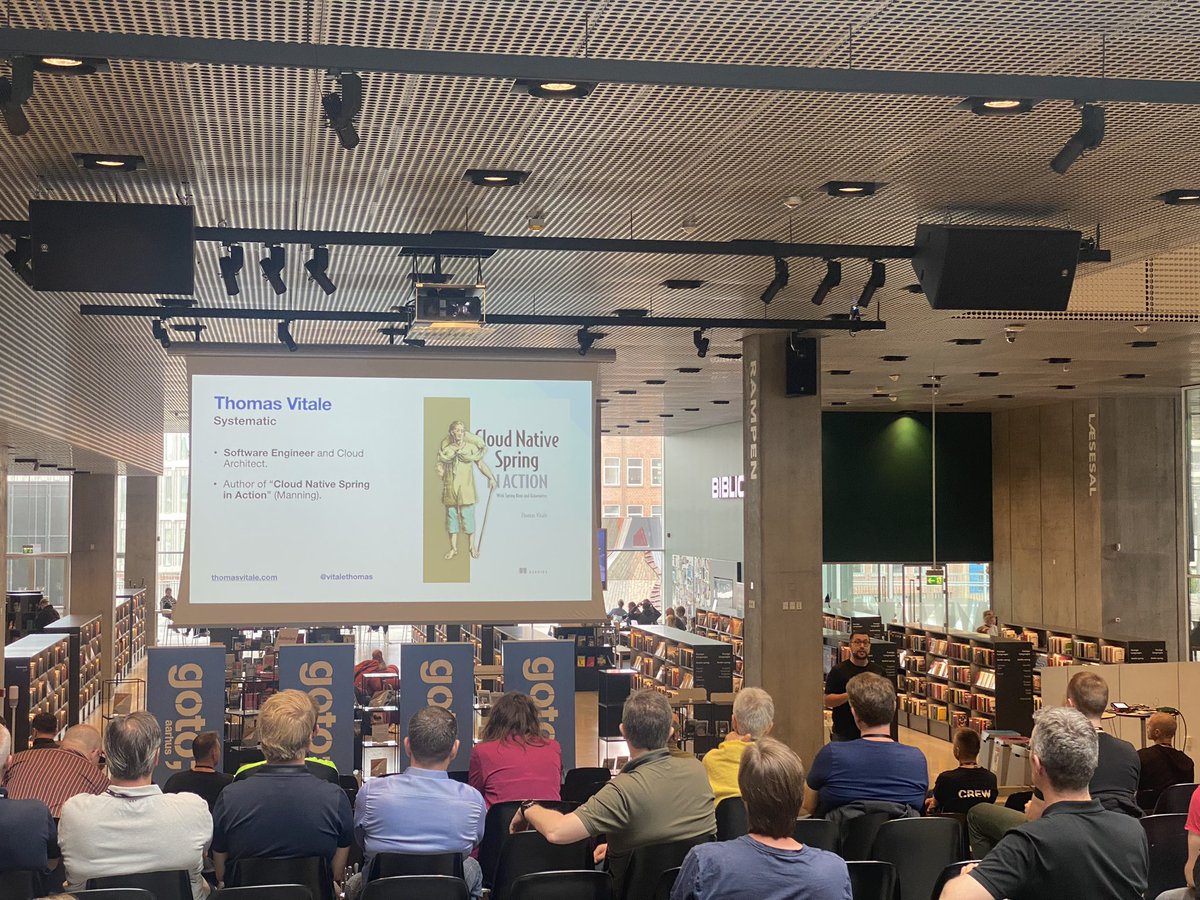 salaboy's tweet image. Time for @vitalethomas to talk about #springboot3 in action at @GOTOcon #gotoaar #oss if you haven’t checked his book Cloud Native Spring in action you are missing out (all examples with spring boot 3)