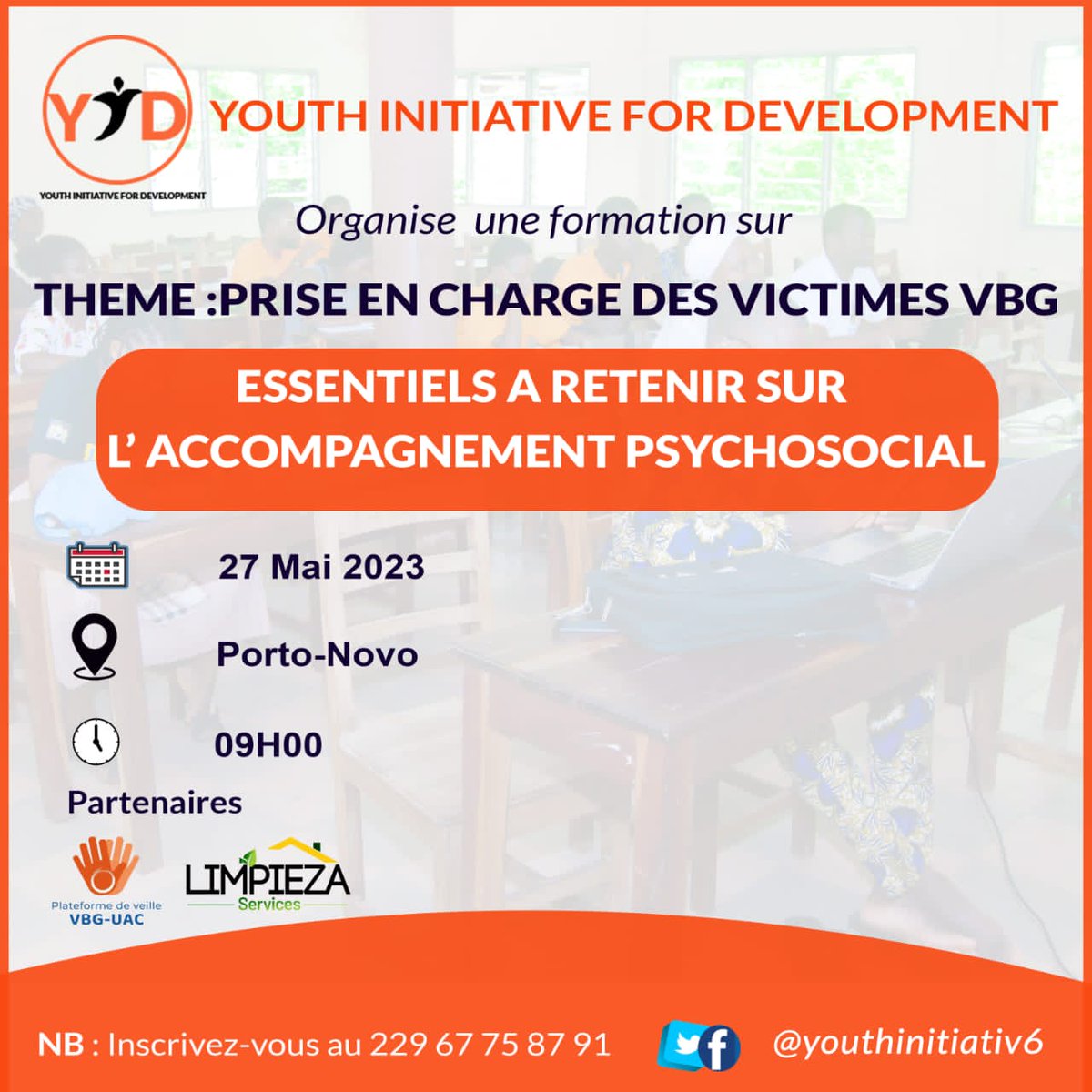 Dans l'optique de maintenir le cap dans la lutte contre les #VBG @YouthInitiativ6 en partenariat avec le @VeilleVBGUAC organise un #atelier de formation sous le thème : *Prise en charge des victimes VBG : essentiel à retenir sur l'accompagnement psychosocial*