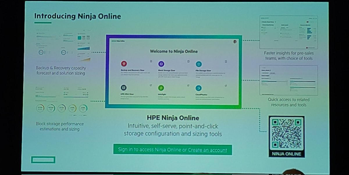 Firts session of the day!
Sizing tools. Presenting HPE  Ninja Online.
#hpetechpro