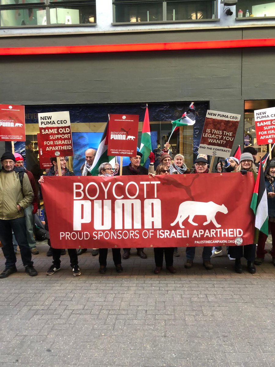 📣 #BoycottPuma until it ends its complicity in Israel’s land theft!  

@PUMA sponsors the Israel Football Association, which includes team in illegal Israeli settlements on stolen Palestinian land.  

Find out more: bit.ly/boycottpumainfo
