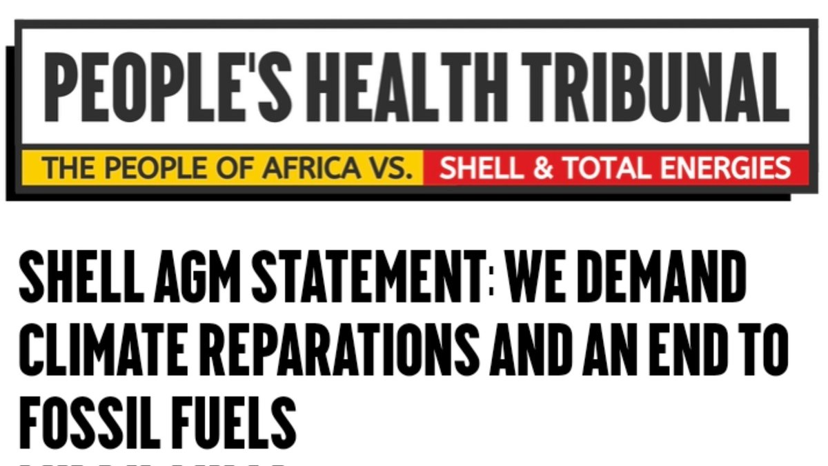 Today #ClimateJustice campaigners are at the #Shell AGM in #London to demand #ClimateReparations & an end to #FossilFuels.
They'll amplify the voices of African people who testified at the People's Health Tribunal last week.
Full statement: medact.org/project/people…
#ShutDownShell