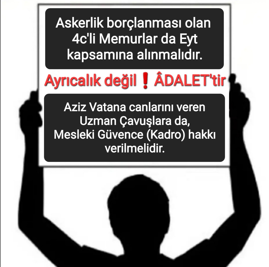 @fuatoktay @cnnturk İstenen ayrıcalık değil, ÂDALET'tir.
@RTErdogan
@kilicdarogluk
@ErbakanFatih
@Akparti
@MHP_Bilgi
@rprefahpartisi
@herkesicinCHP
@zaferpartisi 
@dijital @iletisim
@cnnturk 
@ntv
@tgrthabertv 
@benguturktv 
@tv100 
@HaberGlobal 
#AskerlikMağduruMemurlar 
#uzmançavuşlartorbayasaya