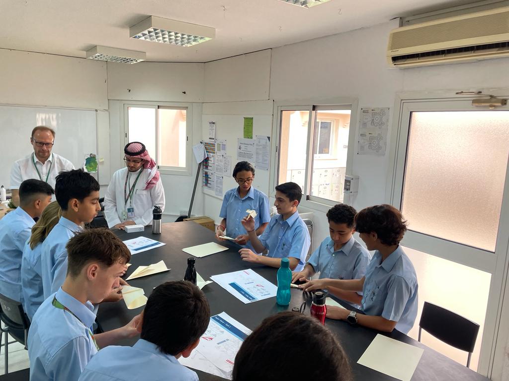 BISRScience's tweet photo. Thank you to the fabulous @BAESystemsKSA for working with our Year 8 students this week on the subject of flight - the perfect theme to celebrate the launch of the Saudi astronauts into space this week! ✨🚀👩‍🚀🇸🇦
#BISRSTEAM #BISRYear8 #BISRChallenge #BISRLearning @BISRAHSenior https://t.co/tgotsFnm1T