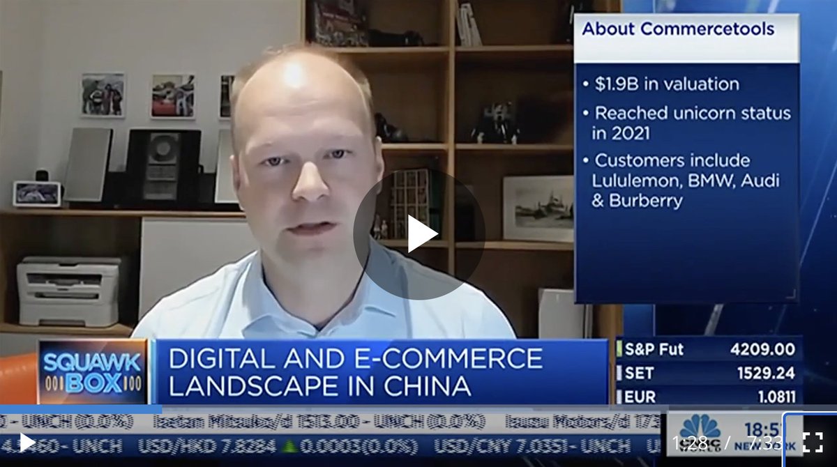 dirkhoerig's tweet photo. Great to be live on @CNBC’s Squawk Box Asia today with @MandyCNBC and @cnbcSri to discuss our product launch in mainland China. We’re the first SaaS company offering a cloud-native solution in the region, where the eCommerce market is expected to reach $3.3 trillion in 2025. #china #composablecommerce @commercetools 

https://t.co/ZoUUmyEBoK