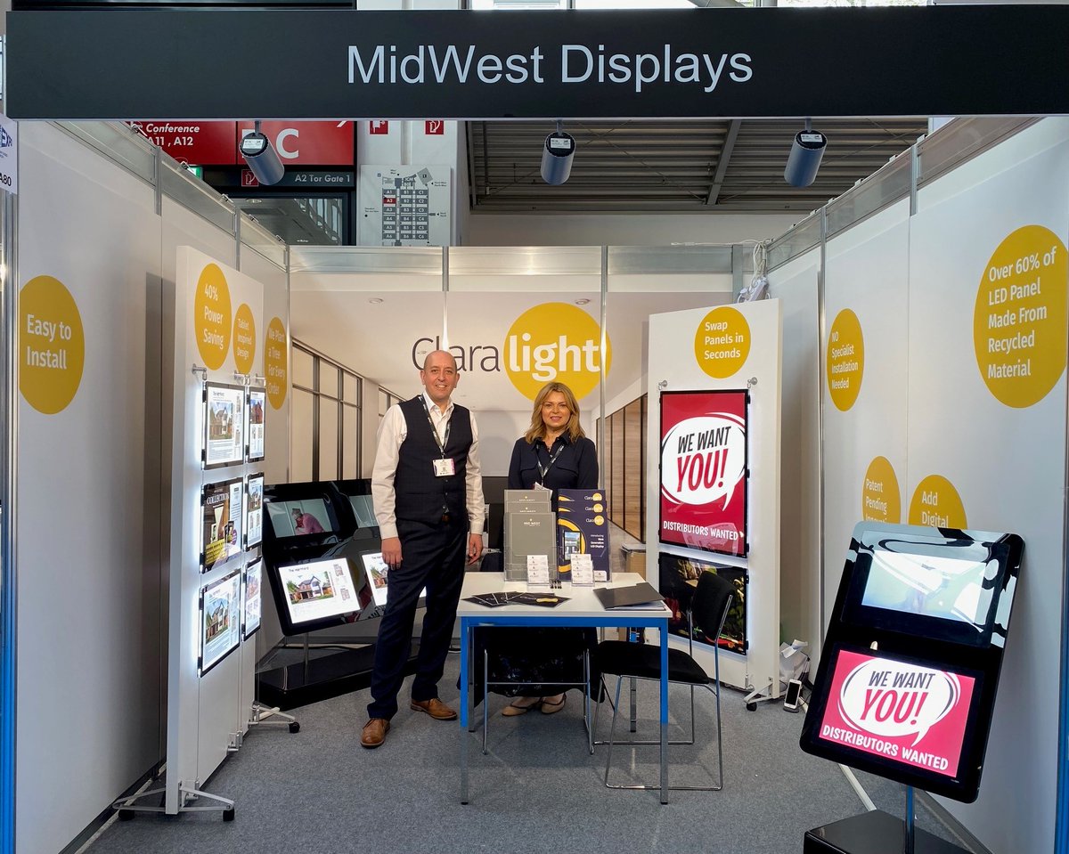 We are open for business at <a href="/FESPA_Community/">FESPA</a> at the launch of our latest #LEDdisplay range. Claralight™ has been developed with #sustainability #style and #simplicityofuse at its core. If you are at #FESPA2023 come and say 'hi' to Michelle, Clive, Carl and the team. #display