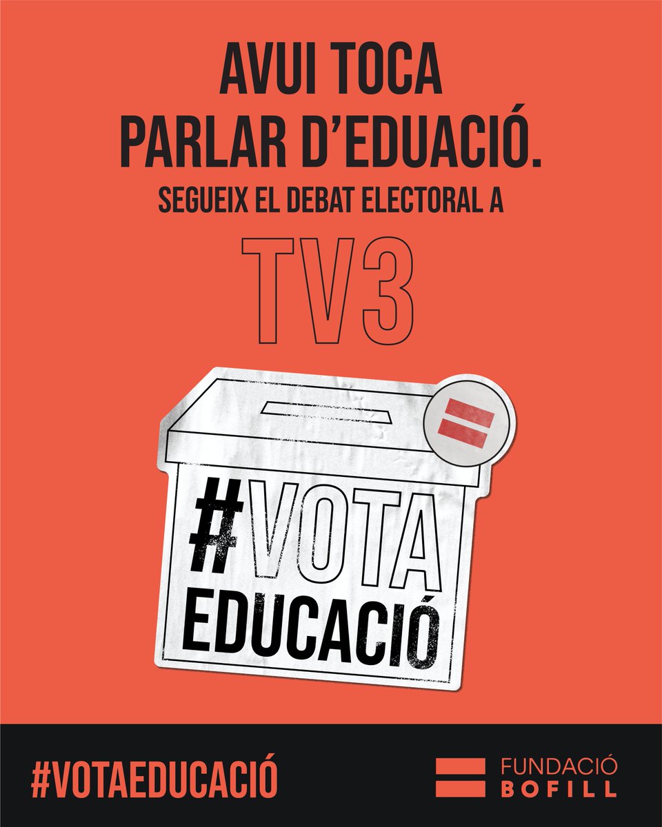 Comença el debat electoral a <a href="/tv3cat/">TV3 és ara @Som3Cat</a>  i <a href="/CatalunyaRadio/">Catalunya Ràdio</a>.

Els candidats i candidates no poden oblidar parlar d’equitat educativa. <a href="/ariadnaoltra/">Ariadna Oltra Martí 🐟</a> <a href="/laura_rosel/">Laura Rosel Sola</a> #DebatTV3CatRàdio

🗳 Votis el que votis, aquest #28M, #VotaEducació per canviar-ho tot.