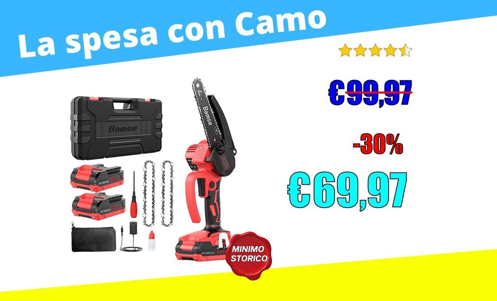 ilcamo1682's tweet photo. Mini Motosega a Batteria 6 Pollici, Bamse Motosega Elettrica Brushless con 2 Batteries 2.0Ah

 ❌ 99,97€ 
🤪 Sconto del -30%
💶 69,97€
✅ Spunta il box "coupon" nella pagina

🛒 https://t.co/xqR2o6xQQQ ⬅️

#GiardinoEGiardinaggio e #TagliaerbaEUtensiliElettriciDaGiardino #Ute… https://t.co/k9Pq5tv4as