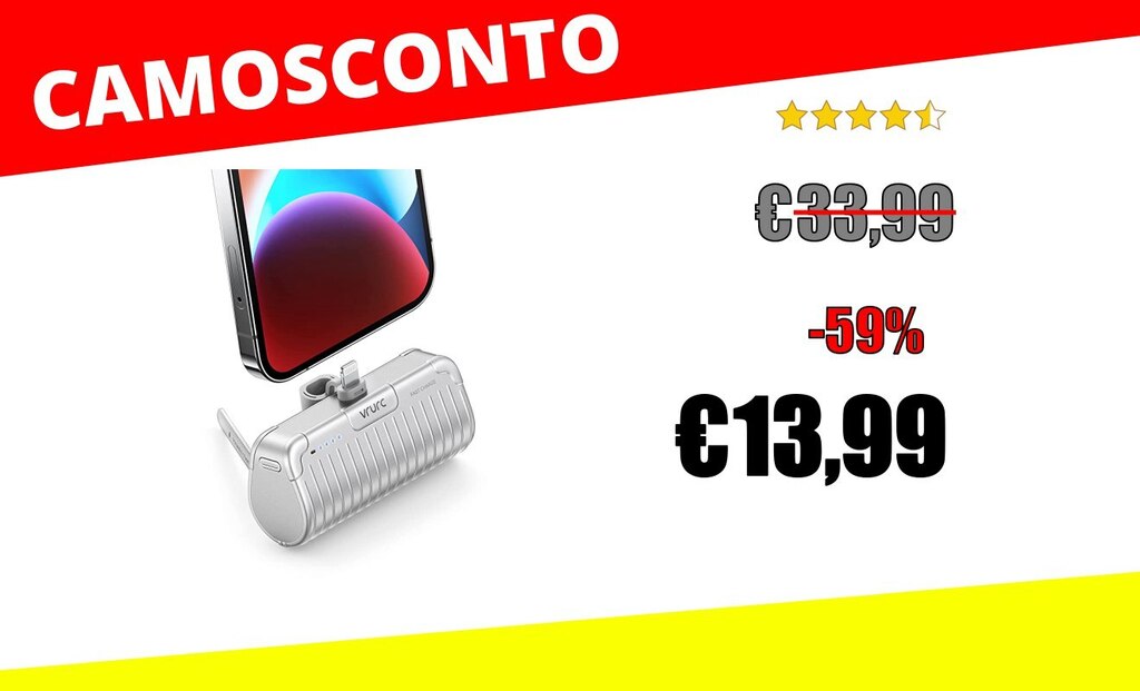 ilcamo1682's tweet photo. VRURC Mini Power Bank 5000mAh, Piccolo Caricatore portatile PD 20W Ricarica Rapida

 ❌ 33,99€ 
💰Sconto del -59%
💶 13,99€
✅ Spunta il box "coupon" nella pagina

🛒 https://t.co/yNdFEzn3wr ⬅️

#Elettronica e #CellulariEAccessori #Accessori #Caricab… https://t.co/XqvCvgPQMh https://t.co/EHKDkSYarM