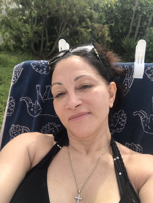 Ola everyone from Portugal do hope your all well . Just down by the pool getting my tits Brown . All