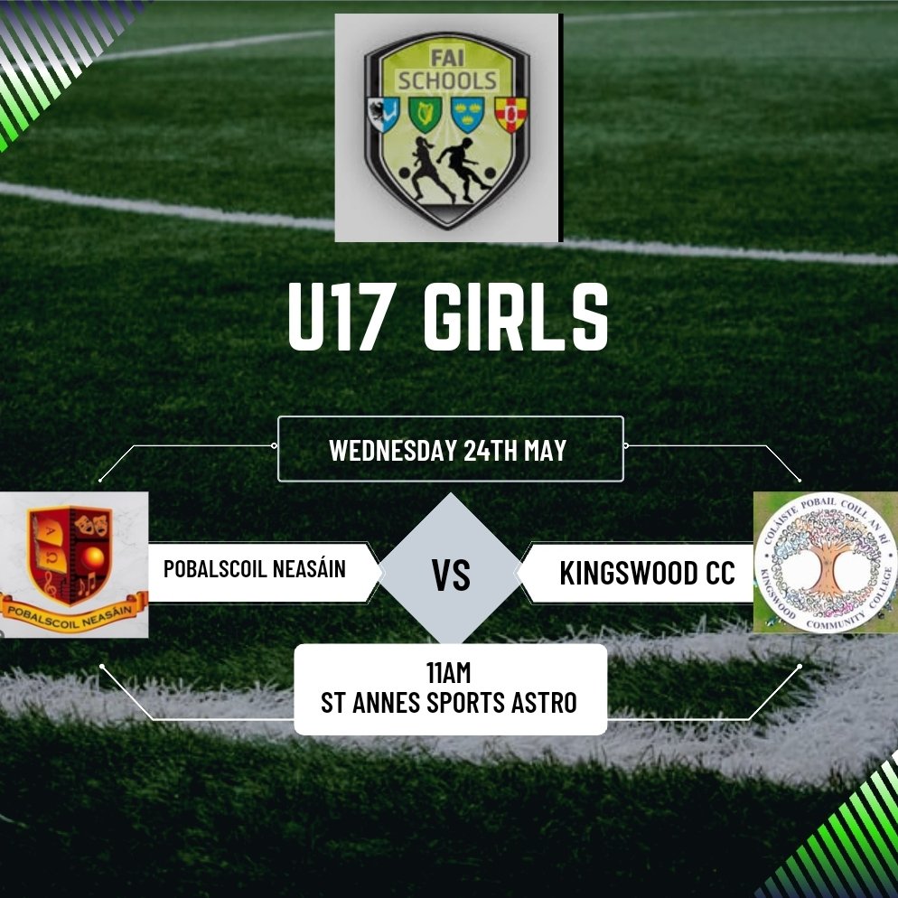 The last fixture of the year sees our @PSNeasain U17s girls up against Kingswood CC in the Leinster Final. Best of luck to you all #letsgogirls