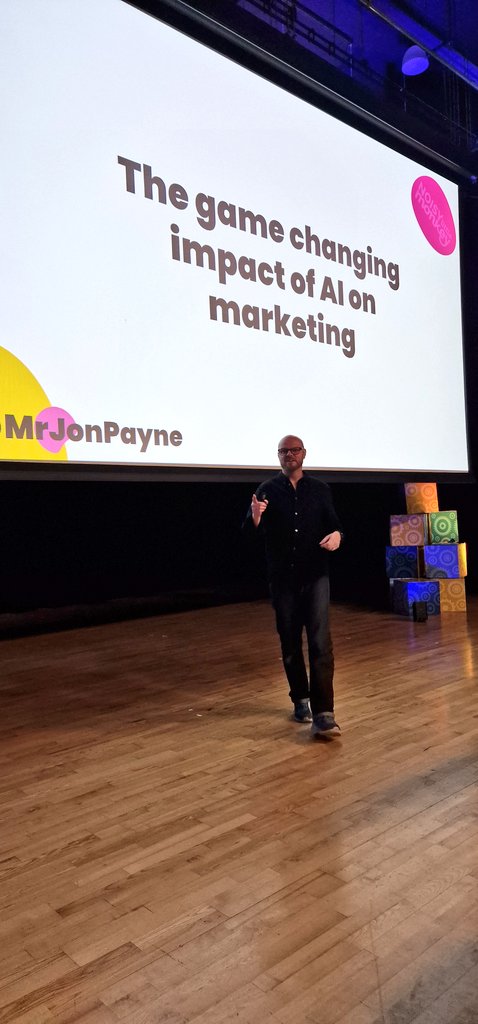 AzeemDigital's tweet photo. I'm in Plymouth today for Building Brands, where I'll be giving a talk later. Always great to see old friends, including @MrJonPayne - who's giving a great talk on AI and Marketing. 

He's already had the room in stitches of laughter after two minutes. Great speaker.

#bbmay23 https://t.co/CmBkxCNP4X