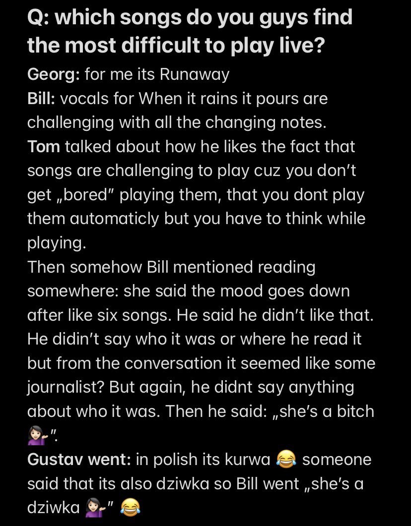 My first Pre Hang upgrade, it was amazing 🙌🏻 the guys seem so welcoming! 
Here are the questions and answers I remembered, will update if some more come to mind ✌🏻
#BTWCracow #tokiohotel