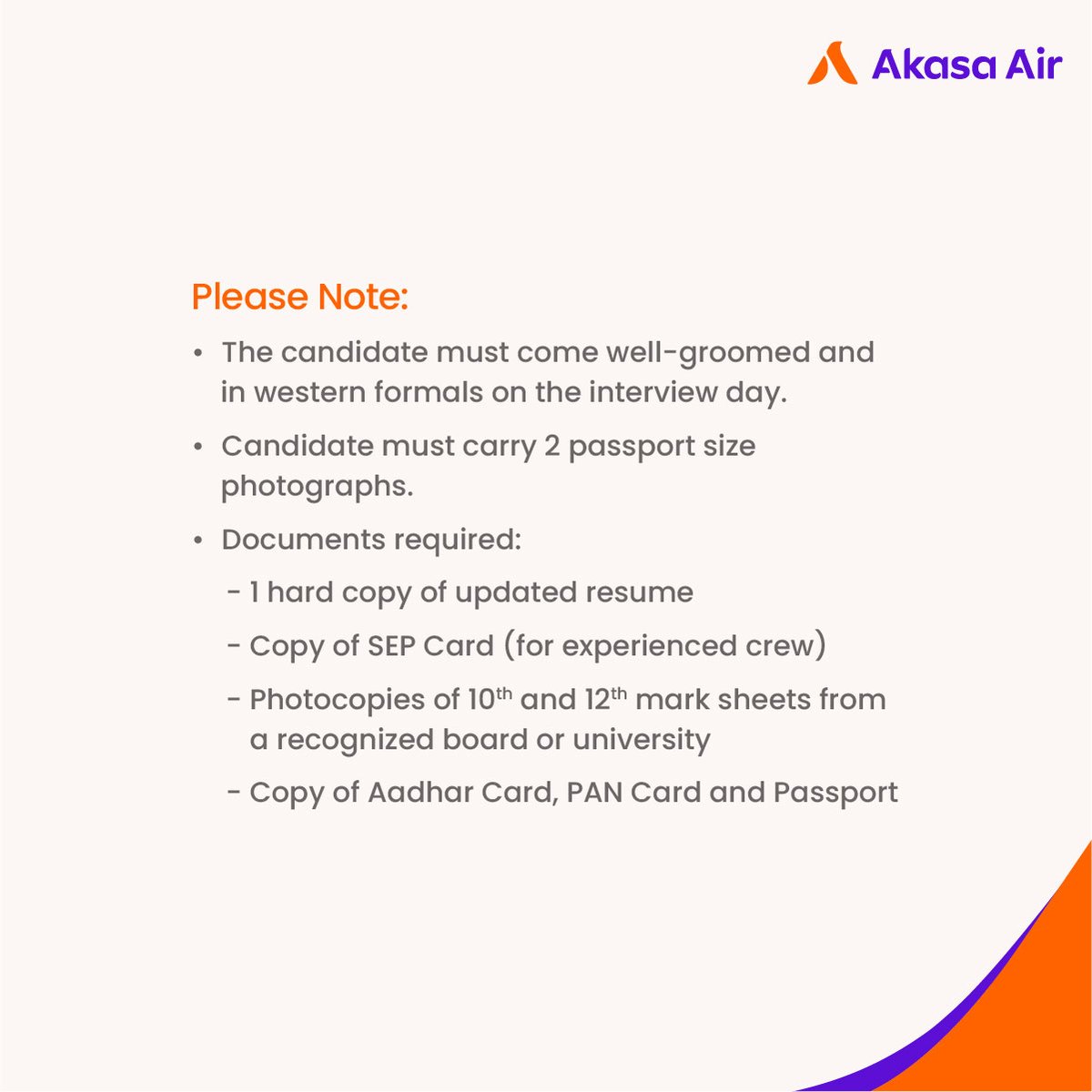AkasaAir's tweet image. #HiringAlert Walk-in interview for Cabin Crew in Vadodara on 02nd June 2023. 
Freshers and Experienced crew welcome.

Registration: 09:00am - 11:00am
Address: Seventh Sky Academy, 202 Olive Complex, Hari Bhakti extension, Above Wok on fire, Old Padra Road, Vadodara- 390007. (1/3)