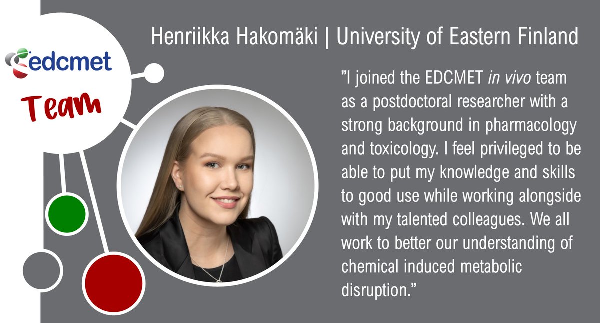 Postdoc @HakomakiH puts it well: 'I feel privileged to be able to put my knowledge and skills to good use while working alongside with my talented colleagues.' This is what the #EDCMETteam is all about. 👏🧑🏼‍🔬👩🏽‍💻👨‍💻👏 #EDCs #metabolicdisruptors #H2020 @EU_H2020 @ToxUEF @uef_farmasia