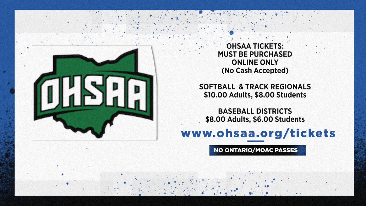 Ontario Warriors Athletics (@ont_athletics) on Twitter photo SPREAD THE WORD! OHSAA Tickets: ohsaa.org/tickets @schoolsontario @warriorozone @ONTSoftball <a href="/ONTBaseball/">Ontario Warriors Baseball</a> SPREAD THE WORD! OHSAA Tickets: ohsaa.org/tickets @schoolsontario @warriorozone @ONTSoftball <a href="/ONTBaseball/">Ontario Warriors Baseball</a>
