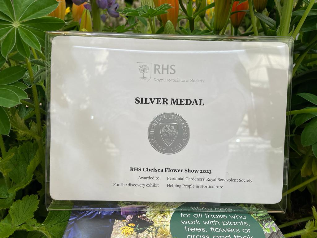 Delighted to receive a Silver Medal for our exhibit at <a href="/The_RHS/">The RHS</a> Chelsea Flower Show 💚

Beautifully designed to demonstrate the diversity &amp; interest that can be created in a vertical garden, it includes four new #PlantsforPerennial varieties.
perennial.org.uk/rhs-chelsea-fl…
#RHSChelsea