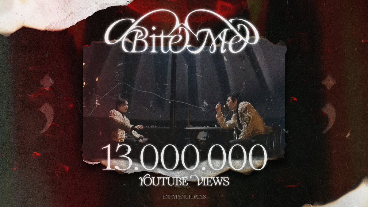 enhypenupdates's tweet photo. #ENHYPEN “Bite Me" Official MV has surpassed 13 MILLION views with 1M likes on YouTube!

Let's power up and stream properly, ENGENEs. 💪
🔗 https://t.co/1EbduBzKed

@ENHYPEN_members @ENHYPEN #DARKBLOOD #BiteMe https://t.co/mMlT4RJpfv