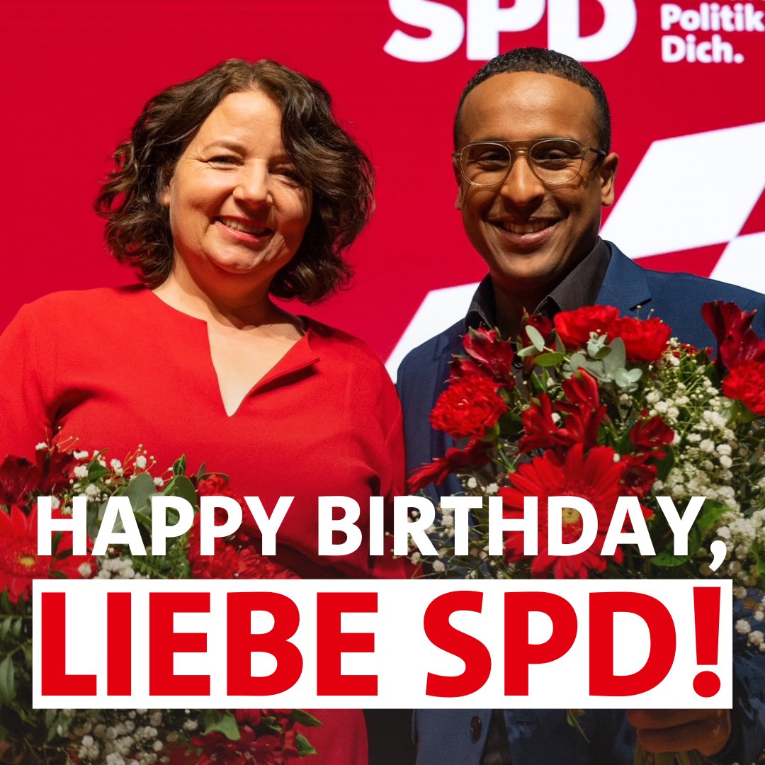 Heute feiern wir 160 Jahre #SozialePolitikfürDich. Wir sind stolz auf Otto Wels, Willy Brandt und Millionen, die gegen Tyrannei und Krieg und für Freiheit, Gleichheit und Solidarität gekämpft haben. Und so machen wir weiter! 🥂auf die nächsten #160JahreSPD