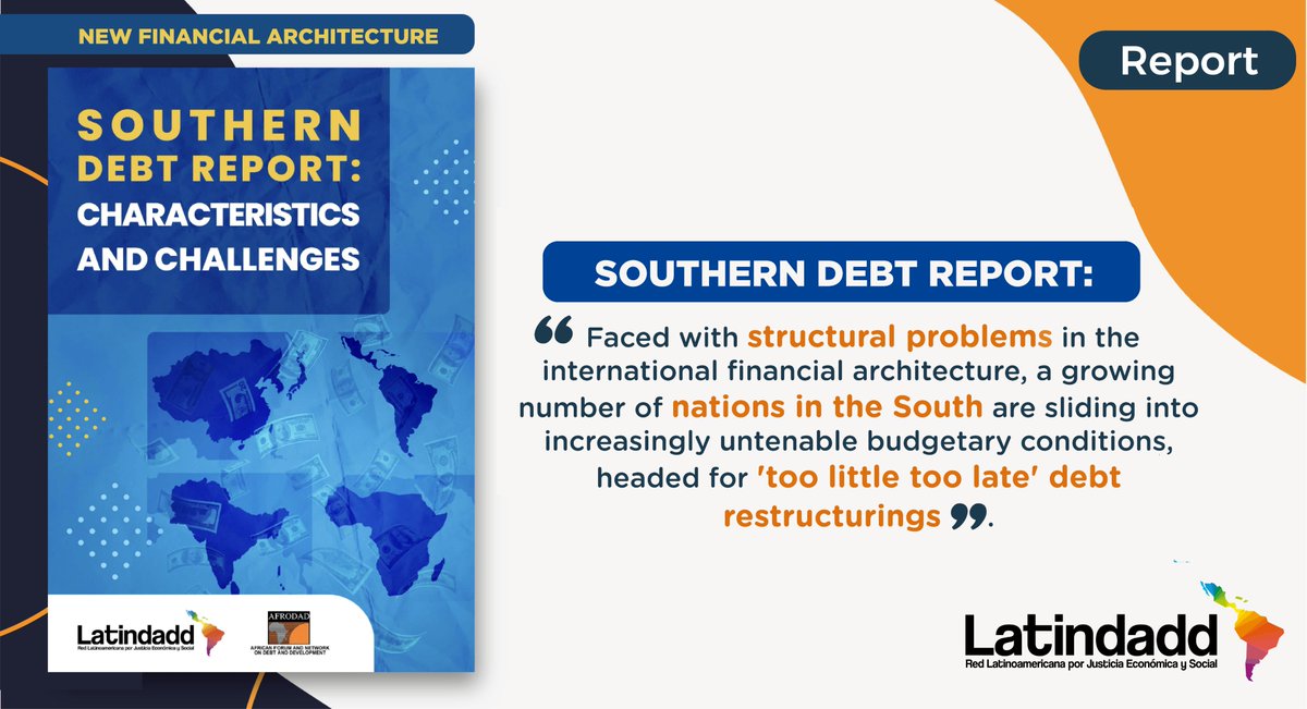 🔴NEW REPORT ON #DEBT!

📈Rising #debt and financing costs are drastically reducing state capacity to provide basic services and invest in #development, crowding out public budgets in #South countries.
What is to be done?

👉Find out more here: bit.ly/southerndebt

<a href="/Maia_Colo/">Maia Colo</a>